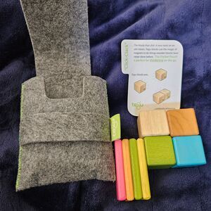 Tegu Original Pocket Pouch PRISM Magnetic Wooden Blocks 8pc